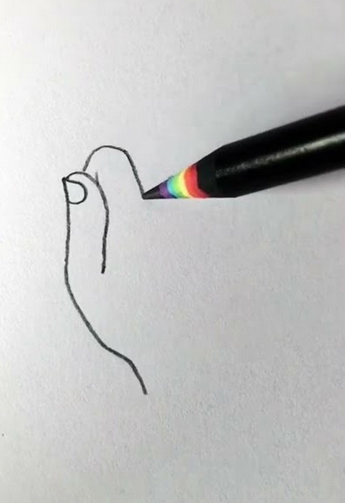 a black pencil drawing a finger