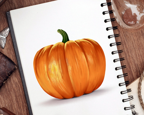 a pumpkin drawn on a white paper