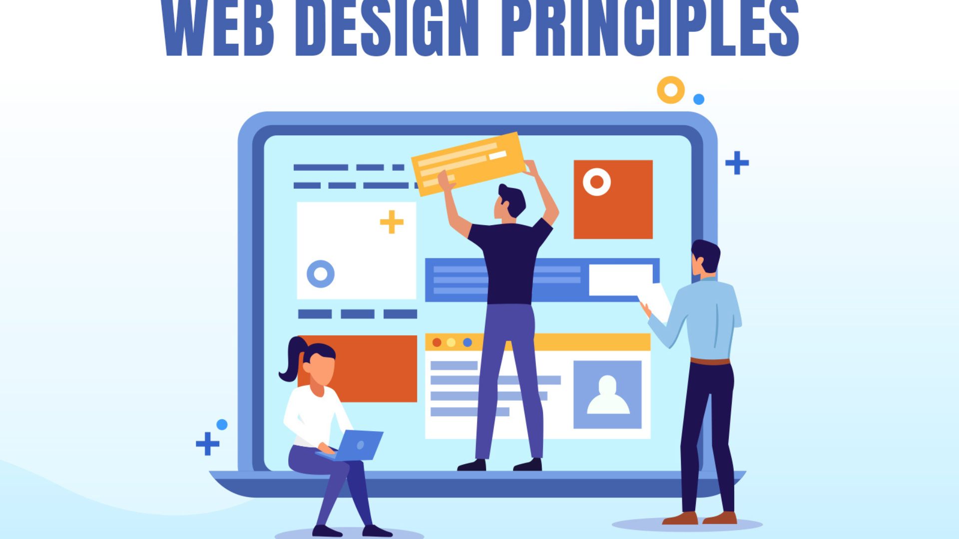 people creating a website showing web design principles 